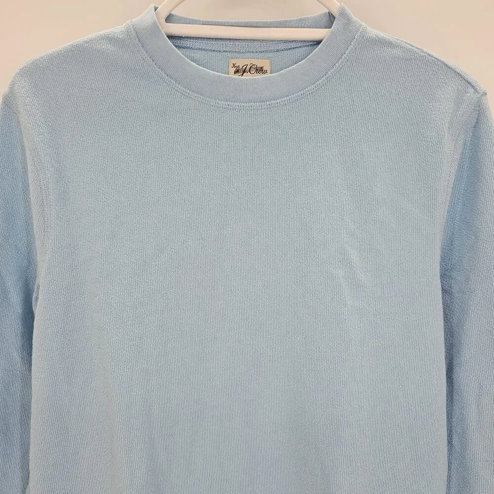 J. Crew Mens size M Long Sleeve Textured Crewneck Sweater Tee Blue BW407 NEW